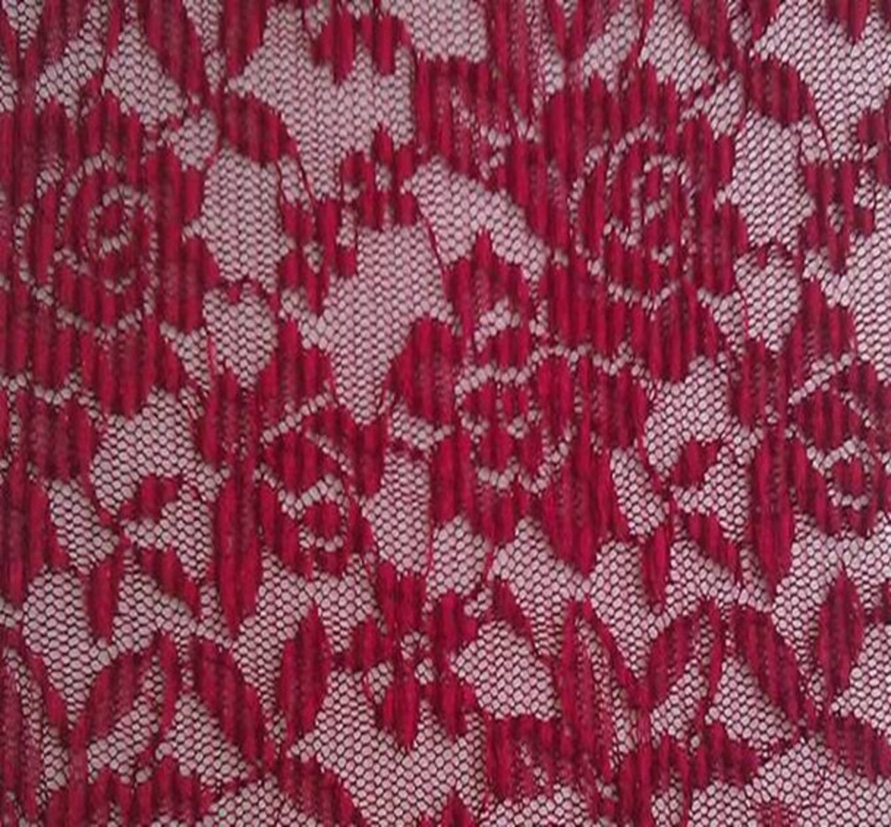 1 Yard Regina Red Lace Fabric, 57/58" Wide, Delicate Apparel Textile for Elegant Sewing